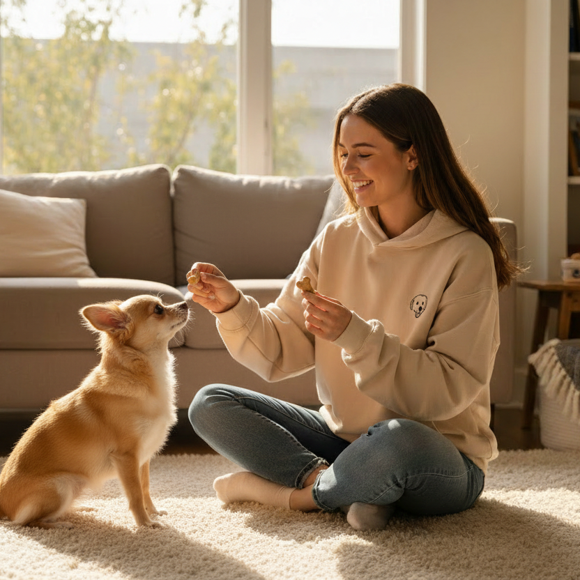 Milk bone Hoodie - Hispanic Woman with Chihuahua