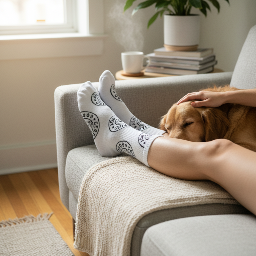 Relaxing at home with pet